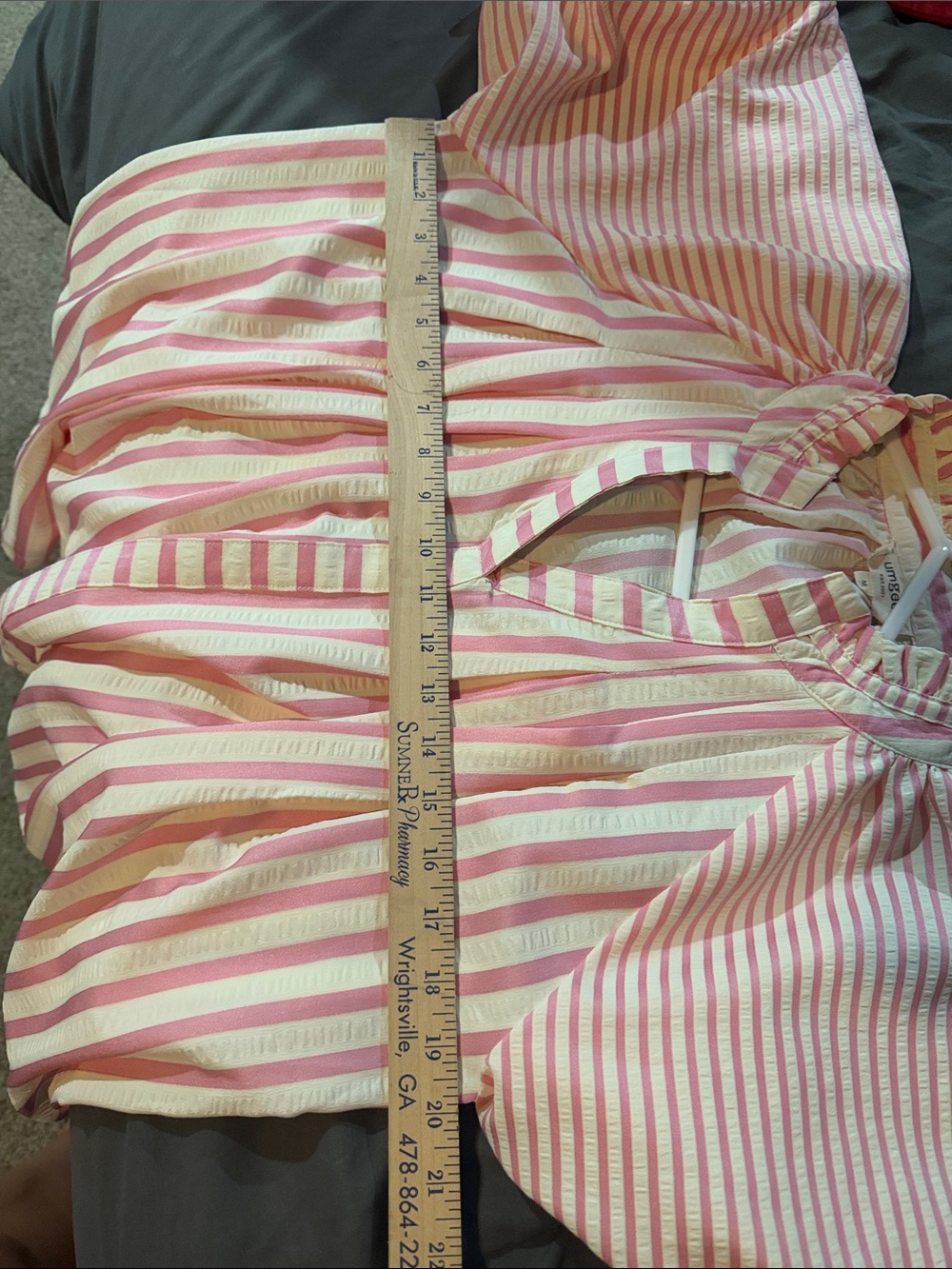 Umgee Pink and Cream Striped Ruffle Top - Picture 7 of 8